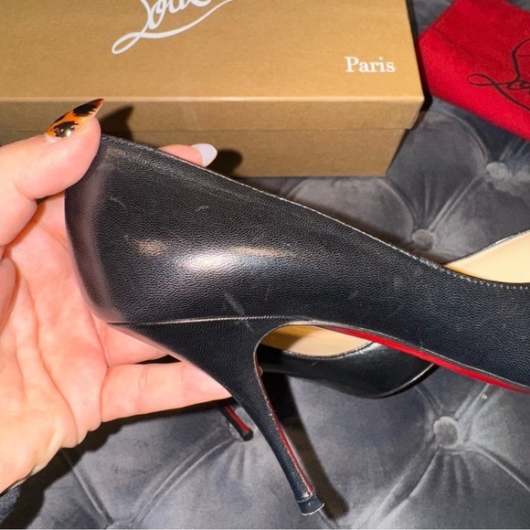 New Size 37 Christian Louboutin O Pigalle Plume 85 Nappa Black Heels - Picture 10 of 16